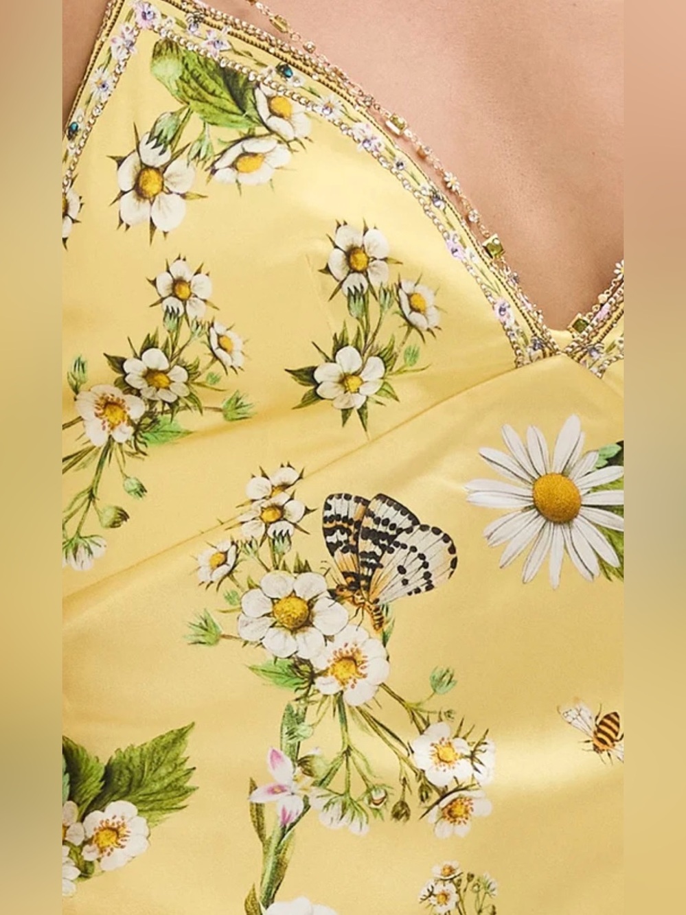 CAMILLA SILK FLORAL DAISY CHAINS DETAIL SLIP STRAPPY MAXI DRESS - Picture 6 of 14